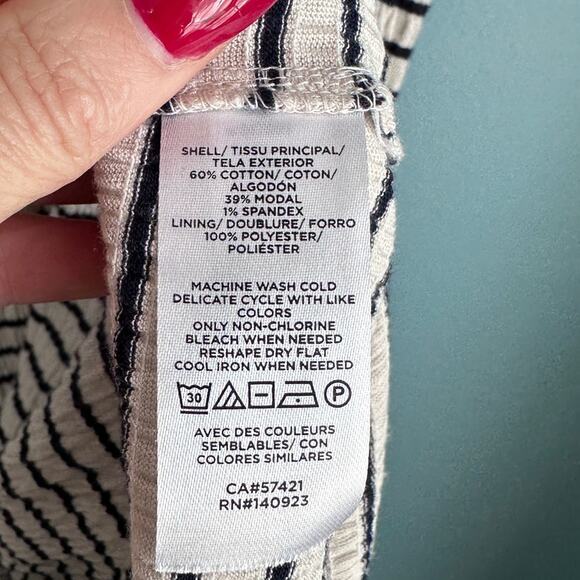 Loft Women's Black and White Stripe 3 Tiered Babydoll Swing Dress - Picture 6 of 6